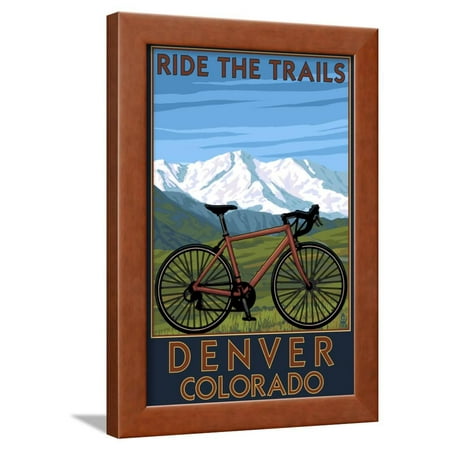 Denver, Colorado - Mountain Bike Scene Framed Print Wall Art By Lantern