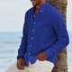 thumbnail image 4 of Men's Fashion Long Sleeve Solid Colour Casual T Shirt Button Regular Fit Shirt TopL, 4 of 5