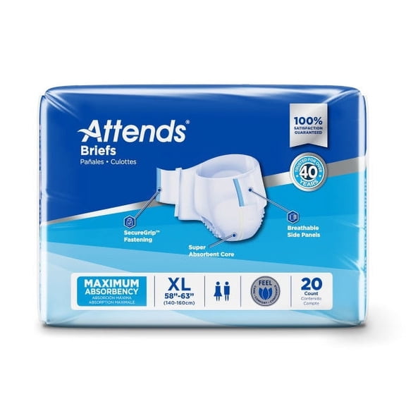 Attends DermaDry Advance Brief 58-63 Inch Waist, Extra Large, 20 Ea