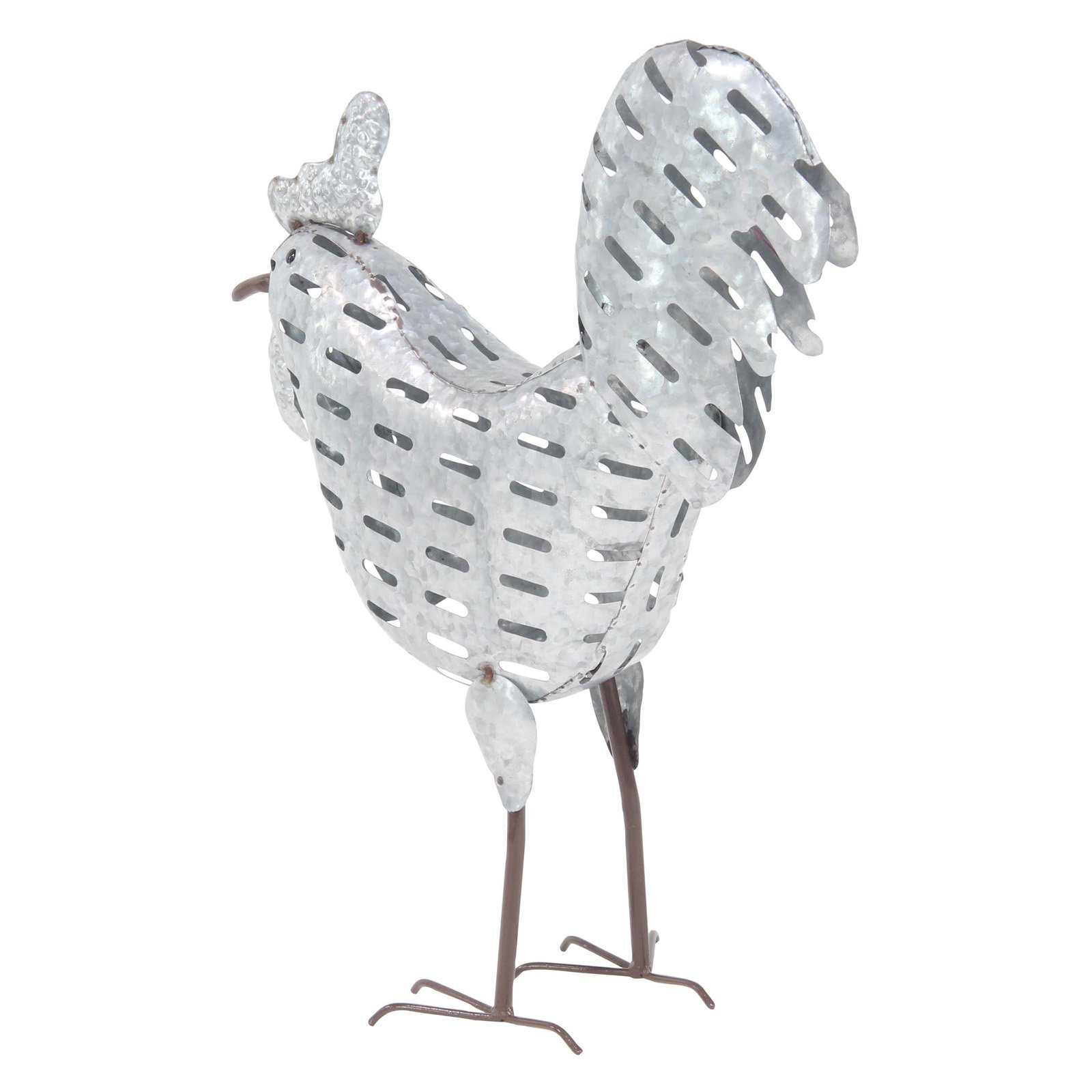 Decmode Set of 2 Farmhouse Iron Standing Rooster Sculptures, Gray