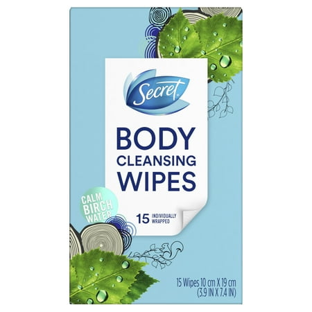 Secret Cleansing Wipes Calm Birch Water Scent, 15 Count