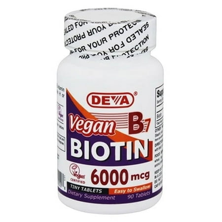 Deva Nutrition Vegan Vitamin B7 Biotin 6000 Mcg Tablets, 90 Ea, 3 Pack