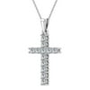 Diamond Cross Necklace For Women 14K White Gold 0.30 CTW 27 MM Easter Gifts (L, I2)