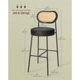 thumbnail image 6 of Bar Stools Set of 2, Bar Height Bar Stool with PE Rattan Back, Synthetic Leather Upholstered Stools for Kitchen Island Dining Room, 30.1-Inch Bar Chairs, Ink Black, 6 of 8