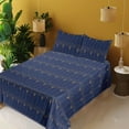thumbnail image 2 of Ambesonne Art Deco Fitted & Flat Sheet with Shams 4 Pcs Set, Navy Simple Vintage Motif, King, Navy Blue and Sand Brown, 2 of 5