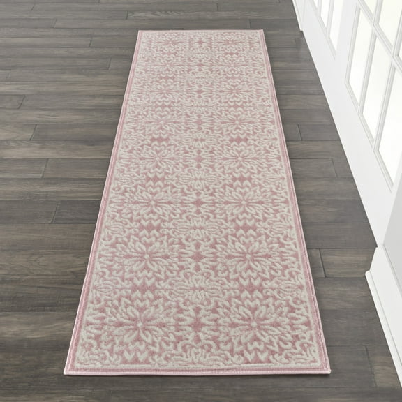 Nourison Jubilant 2' x 6' Ivory Pink Farmhouse Indoor Rug