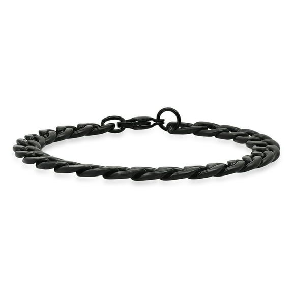 STEELTIME MENS BLACK ION PLATED CUBAN LINK BRACELET