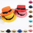 thumbnail image 3 of VISALY Bolero Womens Straw Hats for Summer | Sun Hats with Uv Protection Women's Retro Bow Flat Top Hat Sun Protection Beach Hat Ladies Women's Summer Summer Hats Sun Hats Hats Summer | 1Pair, 3 of 3