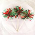 thumbnail image 5 of Scheam Foil Tinsel Cupcake Toppers 30 Pcs Sparkle Firework Cake Picks Tassel Cake Decorations Fruit Toothpicks Cocktail Drink Stirrers for Christmas New Year Birthday Party (Red Green), 5 of 7