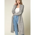 thumbnail image 2 of Made by Johnny Women's Casual Cozy Braided Open Front Long Pocket Cardigan Sweater S GREY, 2 of 6