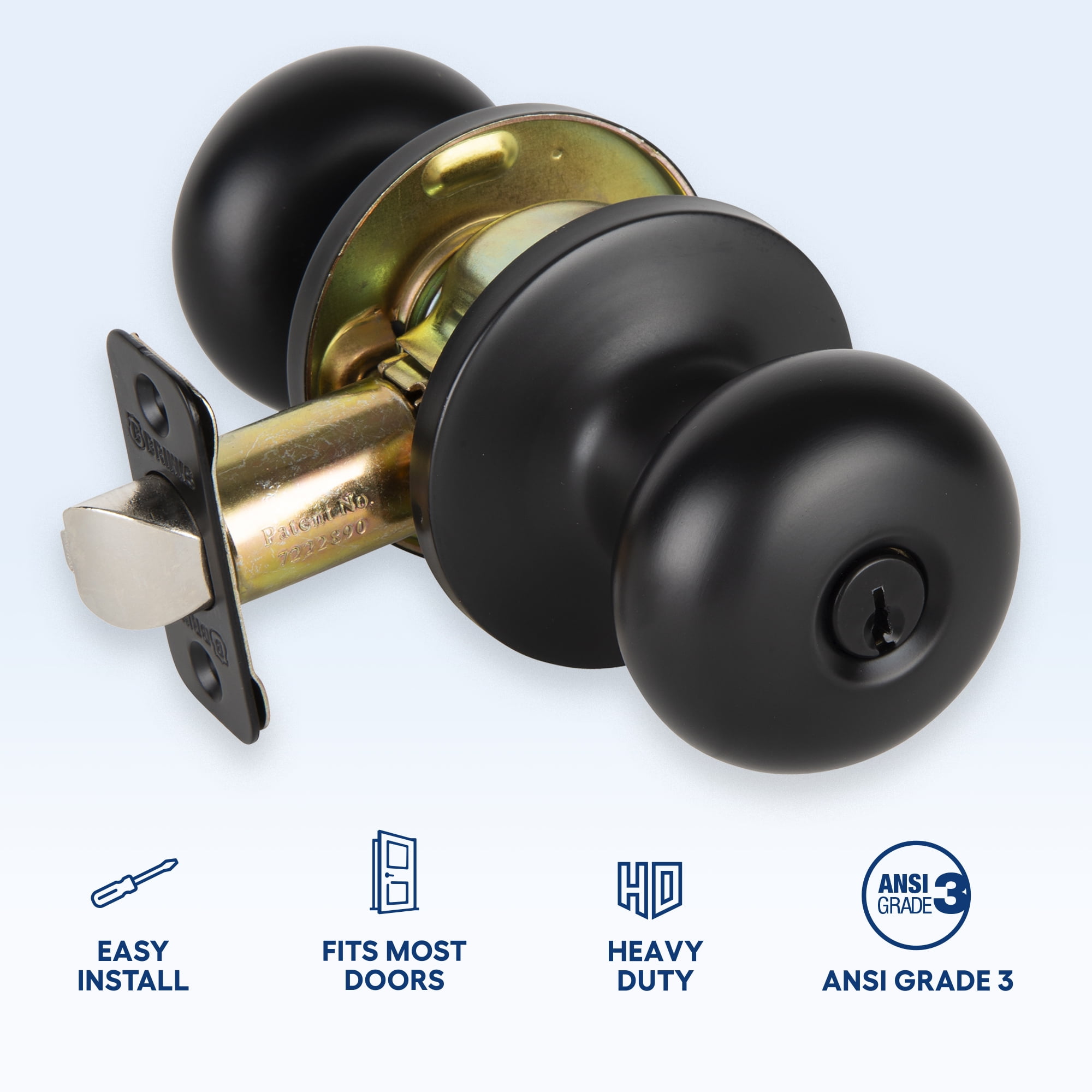 Brinks Matte Black Mushroom Doorknob, Keyed Entry, 1-Piece