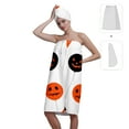 thumbnail image 2 of Colevkie Women's 2 Pcs Adjustable Bath Skirt & Absorbent Hair Drying Cap Set Wrap Towel Shower Cap Quick Drying Bath Wrap Set Printed Halloween Balloons Pattern, 2 of 8