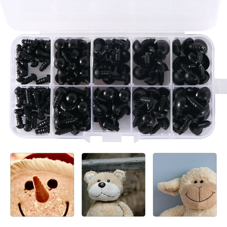 Willstar 150pcs Plastic Safety Eyes and Noses with Washers, 6-12mm Craft Doll Eyes and Teddy Bear Nose for Crafts, Crochet Toy and Stuffed Animals
