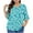 Sky Blue, variant on Womens Tops 3/4 Flare Sleeve V Neck Floral Print Pleated Relaxed Fitting Tunic Blouse Fall Basic Tops Plus Size Casual Loose Solid Flowy Shirts Tops,Black,L