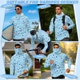 thumbnail image 5 of SEANATIVE Men's Fishing Rash Guard, Sun Protection Long Sleeve Fishing Shirt Pullover with Mesh Face Mask Sun Protective Shirt Summer Outfits for Outdoor, XL, Shark Light Blue, 5 of 7