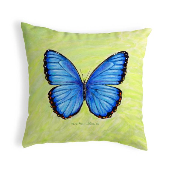 Betsy Drake Interiors Dick's Blue Morpho No Cord Pillow 18x18