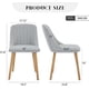 thumbnail image 5 of 2-piece set of moderno gris fabric dining sillas featuring forrado asientos y curved backrests con oak legs, 5 of 8