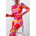 thumbnail image 6 of PRETTYGARDEN Women's Bodycon Maxi Dress Fall Spring Fashion Long Sleeve Floral Print Tight Fitted Party Club Ruched Dresses, 6 of 8