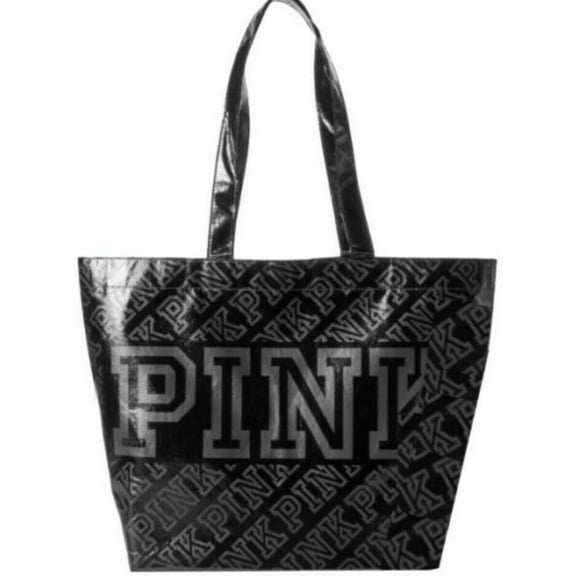 Victoria's Secret Pink Black Logo Reusable Eco Tote Shopping Bag New
