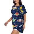thumbnail image 2 of Naloa Planets and Stars Women's Short-Sleeved Pajama Set, Loungewear, Summer pajamas, Breathable Cozy - 4X-Large, 2 of 9