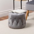 thumbnail image 4 of CorLiving Lynwood Velvet 15" Small Round Tufted Ottoman Pouf, 4 of 6