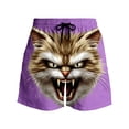 thumbnail image 5 of BRGZLK Mens Beach Shorts Summer Drawstring Waist Funny Cat Expression Print Summer Swim Trunks Novelty Beachwear Sports Vacation Shorts with Pockets, 5 of 6