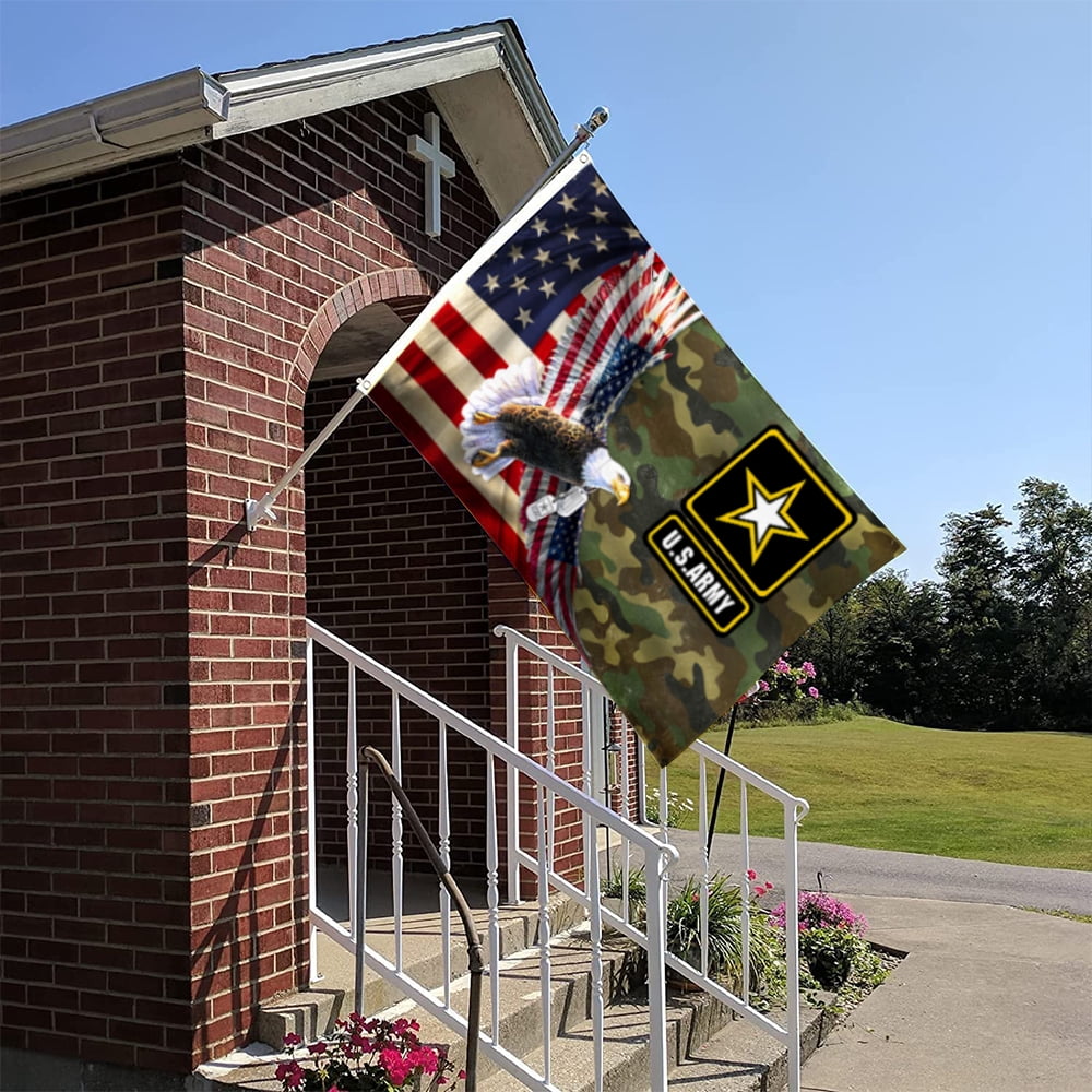 Double Sided U.S. Army American Eagle Veteran Flag 3ply Polyester United States Naval Military 3x5 FT Indoor Outdoor Banner