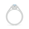 thumbnail image 2 of ANGARA Natural Vintage Style Aquamarine & Diamond Scalloped Halo Ring in 14K White Gold for Women (Size-7x5mm) | March Birthstone, Anniversary, Jewelry Gift for Women | Natural Aquamarine Ring, 2 of 9