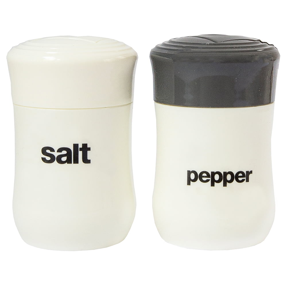 Moisture Proof-Patio-Outdoor-Humidity-Free Bubble Glass-Salt And Pepper Shakers-Black And White Hinged Flip Top No Spill No Clog 1.5 OZ Set Of 2-Restaurants-Diner-Kitchen Tabletop Novelty Kitchen 