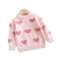 thumbnail image 2 of lnmuld Cute Sweaters Children Kids Baby Girls Long Sleeve Love Print Pearl Sweater Outer Outfits Size:4-5 Years, 2 of 7