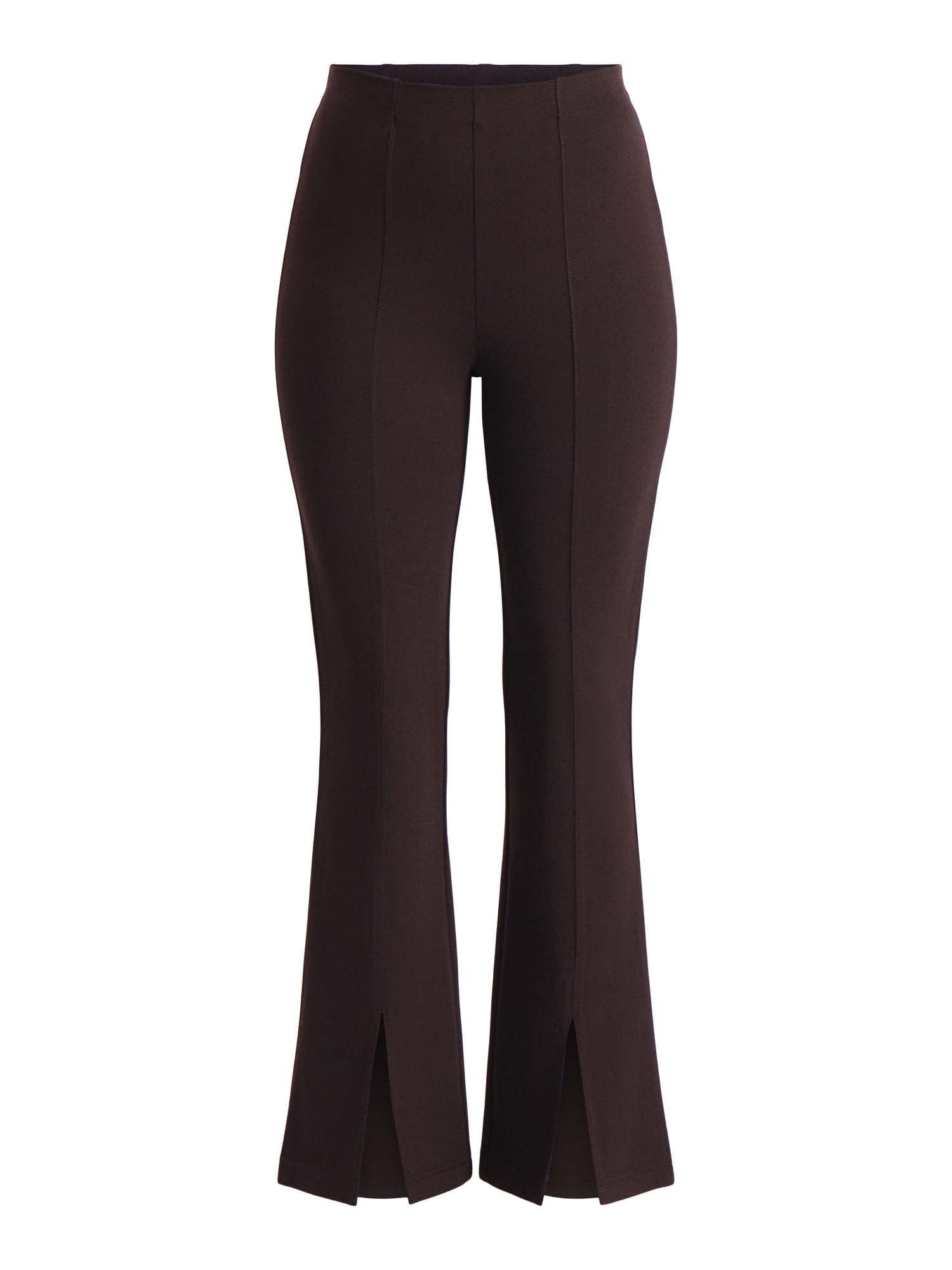 Time and Tru Women's Flare Ponte Pants with Front Slit, 30" Inseam Regular, Sizes XS-XXXL