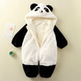 thumbnail image 7 of Cute Fleece Jumpsuit Newborn Zipper Long Sleeve Panda Warm Hooded Romper Color Block 0-12M Infant Winter Clothing, Beige, 0-3 Months, 7 of 7