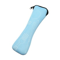 Kitecy Utensil Roll Bag, Portable Tableware Storage Pouch for Spoon Fork Chopsticks, Lightweight Travel Cutlery Case (Blue),Blue,1PC