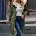 thumbnail image 2 of Olyvenn Womens Plus Size Long Sleeve Parkas Women's Winter Casual Loose Fashion Color Pocket Zippered Tops Reversible Long Cotton Coat Green 8, 2 of 5