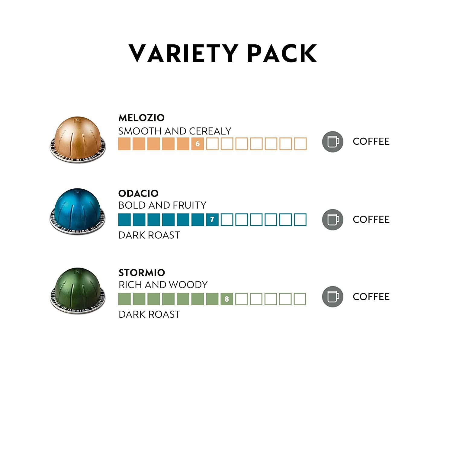 Capsules VertuoLine Variety Pack Medium and Dark Roast Coffee 30 Count Coffee Pods Brews 7.8 oz Walmart
