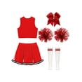 thumbnail image 2 of iiniim Girls Cheer Dance Costume Halloween Sleeveless Crop Top Pleated Skirt Outfit Cheerleading Uniform Dress B Red 4, 2 of 7