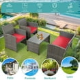 thumbnail image 5 of Walsunny Outdoor Patio Rattan Wicker Furniture Conversation Set 4 Piece with Cushions Tempered Glass Tabletop,Red, 5 of 11