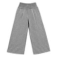 thumbnail image 6 of Girls Plaid Cotton Linen Pants High Waist Lounge Pant Y2K Casual Wide Leg Trousers with Pockets Black 130, 6 of 6