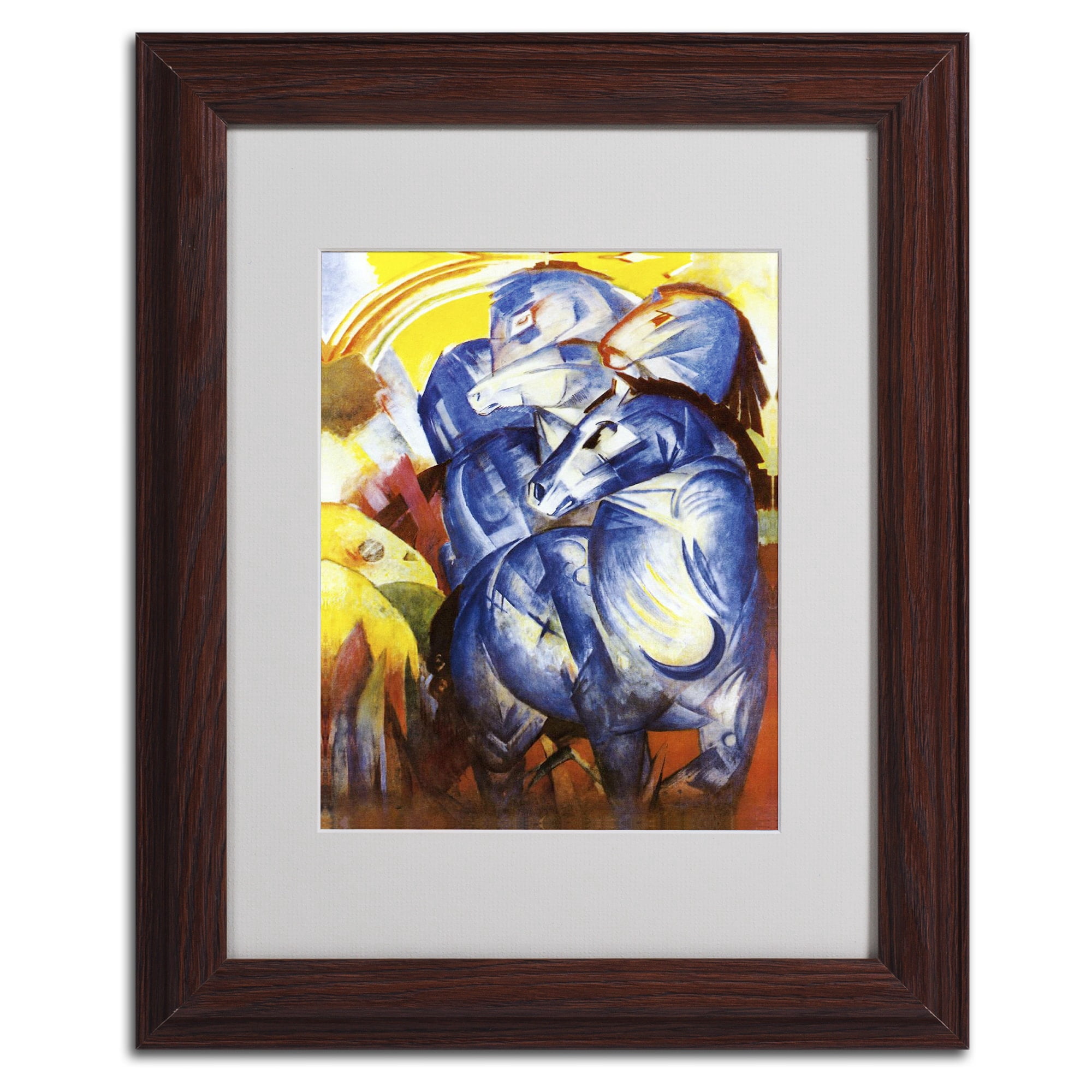 "A Tower of Blue Horses, 1913" Matted Framed Art by Franz Marc, Black Frame