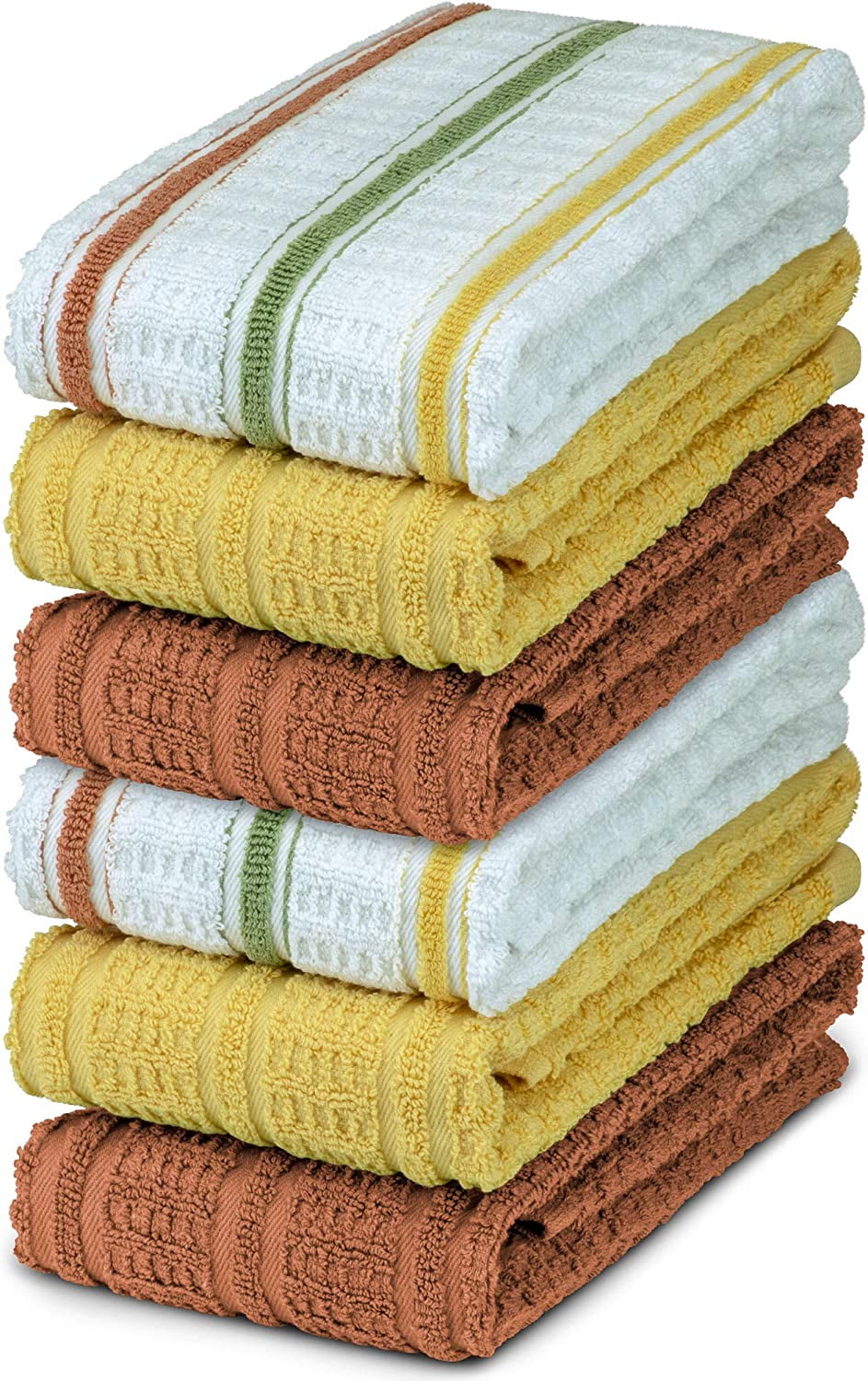 6 Pack Kitchen Towels And Dishcloths Sets100% Cotton Soft Absorbent Quick  Drying