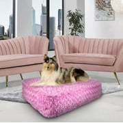 Angle View: Bessie and Barnie Cotton Candy Luxury Extra Plush Faux Fur Rectangle Pet/Dog Bed