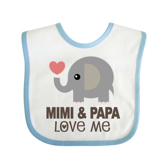 Inktastic Mimi and Papa Love Me Elephant Boys or Girls Baby Bib