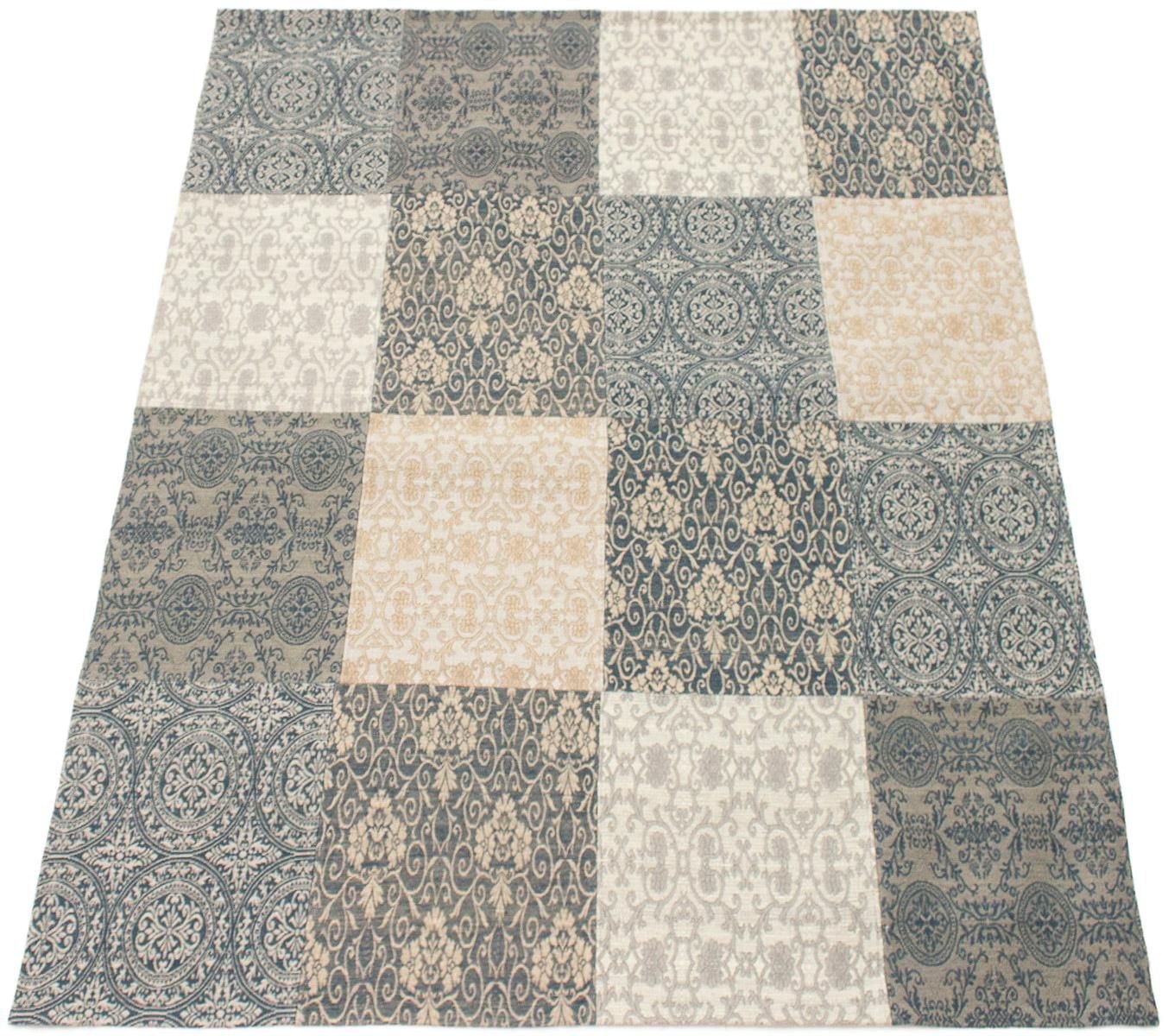 ECARPETGALLERY 5'8" x 7'7" Transitional Collage Handmade Area Rug for Living Room, Dining Room and Bedroom in Blue