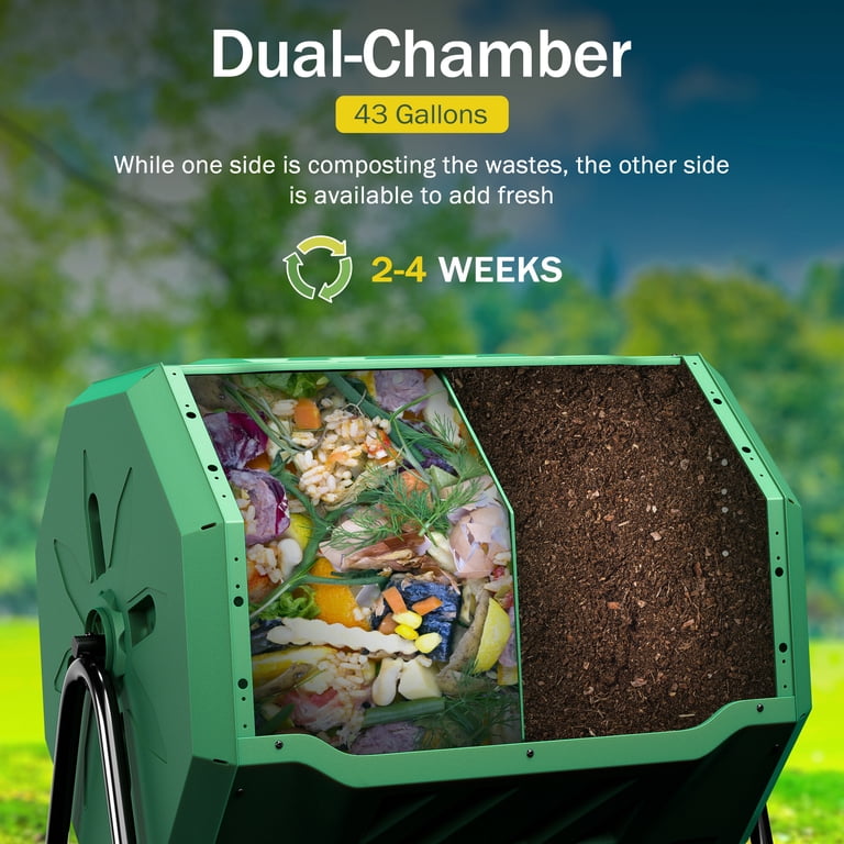 ZENY 43-Gallon Rotating Compost Tumbler, Green photo 4