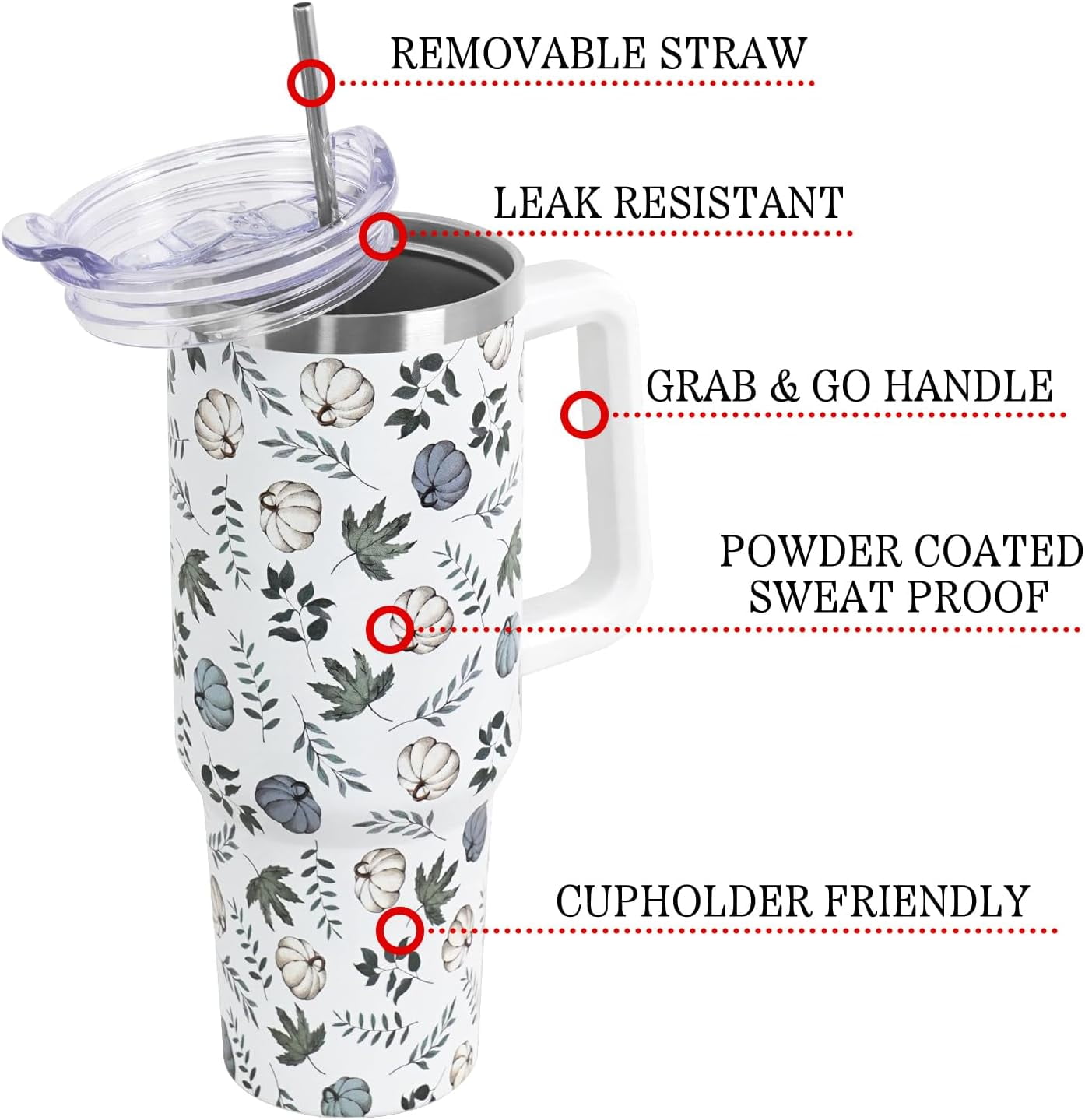 Christmas Tumbler with Handle and Straw Lid 40 oz,Cute Christmas Gifts for Women Xmas Lights Snowflakes Vacuum Insulated Leak Proof Tumbler,Winter Holiday Accessories Stainless Steel Coffee Cup Mug