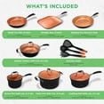 thumbnail image 2 of Juego de utensilios de cocina antiadherentes NutriChef de 14 piezas: libre de PFOA/PFOS, anodizado en cobre, compatible con inducción, apilable, diseño de lujo, incluye ollas, sartenes, olla jumbo, pl, 2 of 5