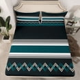 thumbnail image 2 of Homewish Fashion Stripes Lines Full Size Sheets, Olive Abstract Ombre Bed Sheets, Modern Square Triangle Sheet Sets, Lightweight Room Decor, 4pcs, 2 of 7