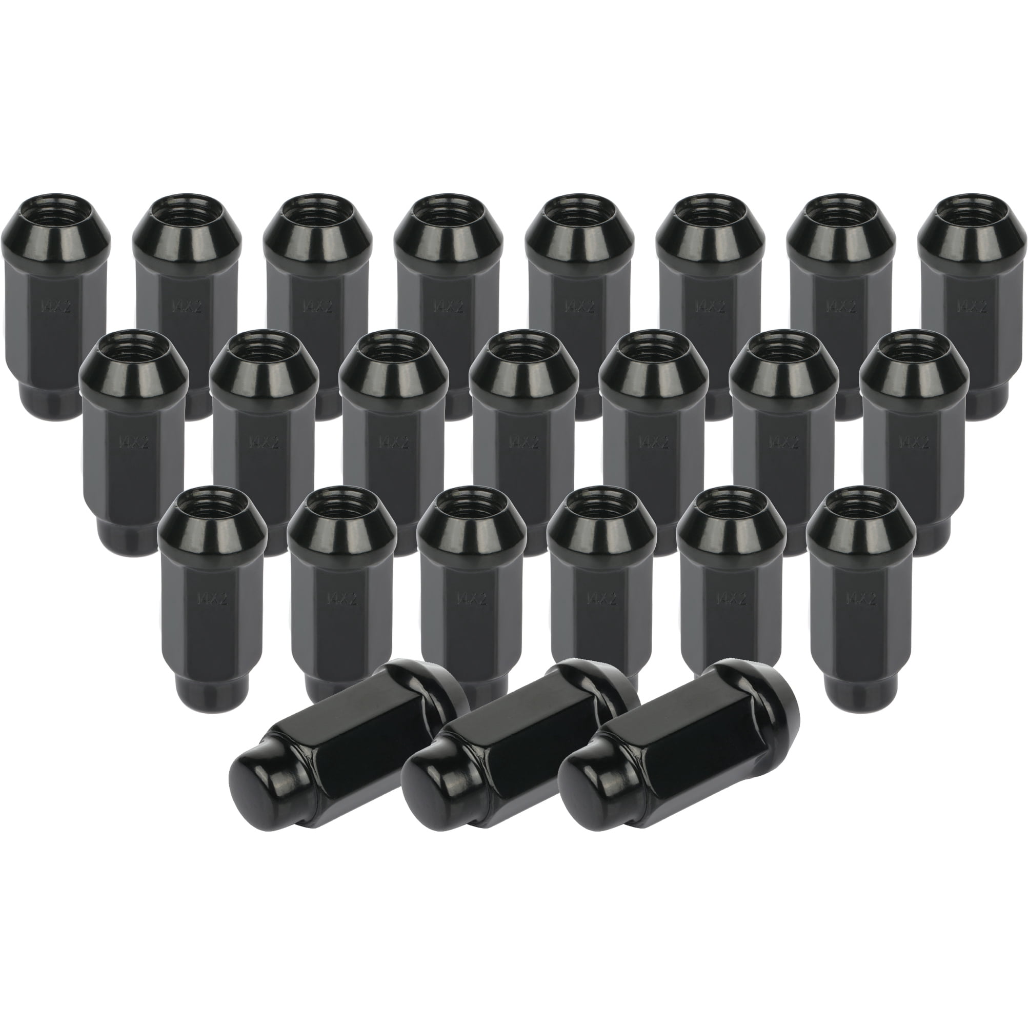 cciyu Set of 24 Black Spline Wheel lug Nuts 14x2 Closed End 1.9 Inch Tall 3/4 Drive Hex Size for Ford Expedition/for F-150/for F-150 Heritage for Lincoln Mark LT/Navigator 1997-2014
