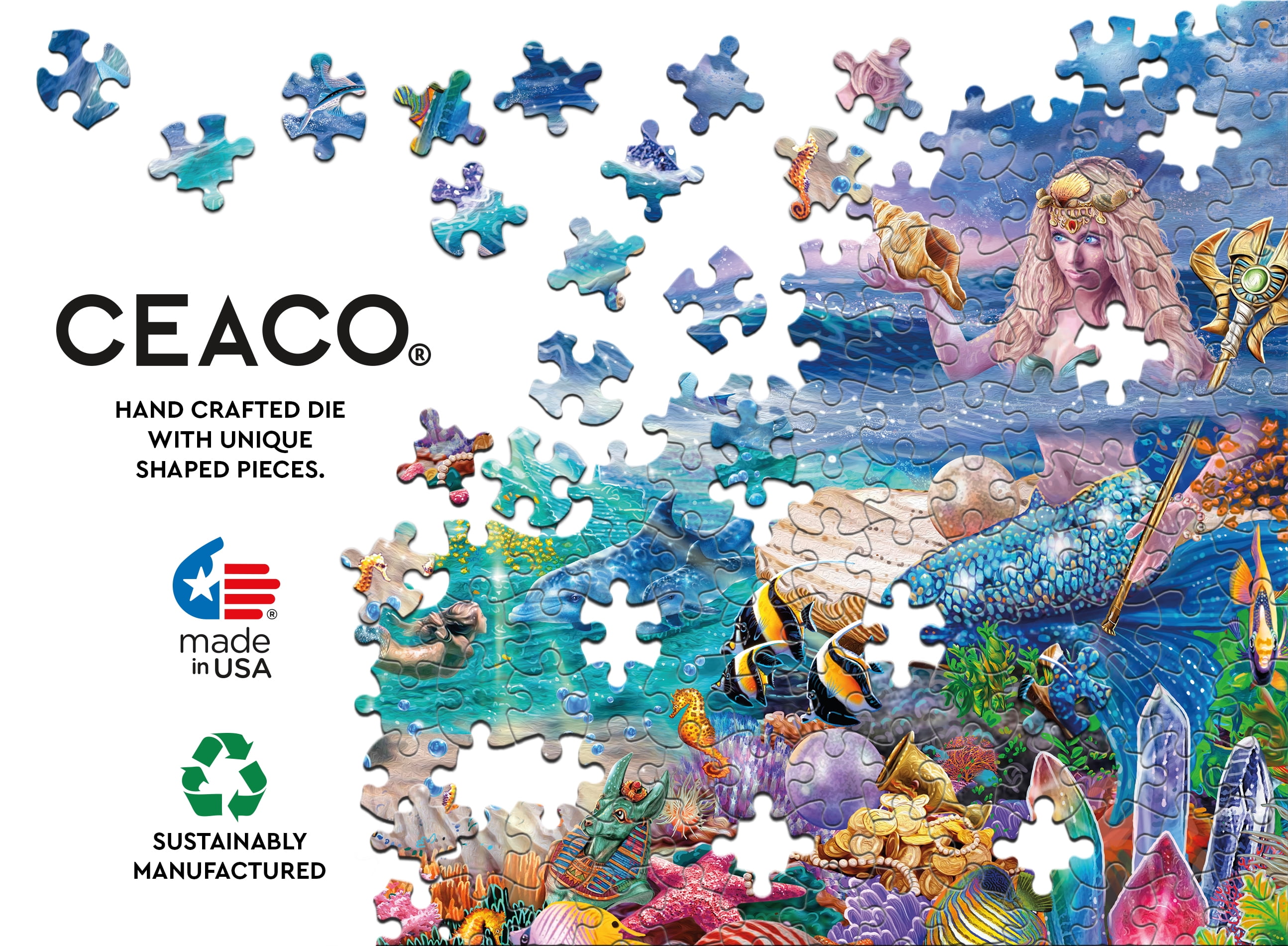Ceaco 1000-Piece Ocean Magic Mermaid Sanctuary Interlocking Jigsaw Puzzle