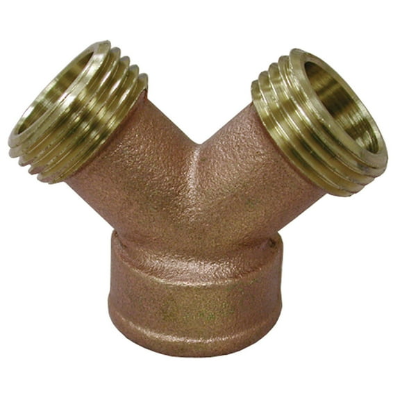 Jones Stephens Brass Y Hose Connector - 3/4 In. MNT x 3/4 In. MNH x 3/4 In. FNH